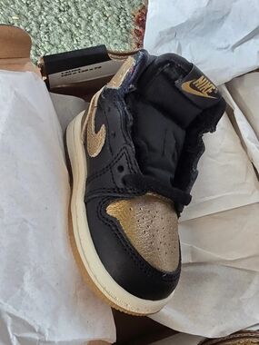 Jordan Kids Black and Gold High-Top Sneakers